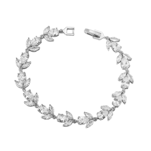 Flower Blossom Cubic Zirconia Tennis Bracelets with Marquise and Oval