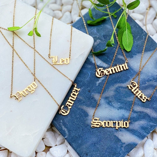English Zodiac Necklace