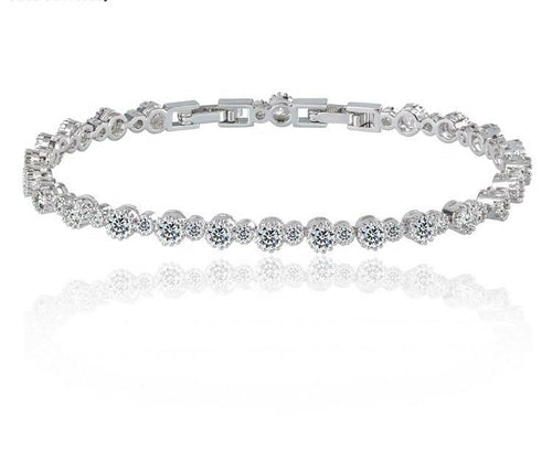 Round Cut Cubic Zirconia Tennis Bracelet with Round Cut Cubic Zirconia