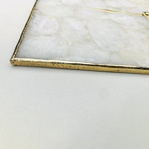 White Crystal Agate Large Wall Clock/Personalised Momento