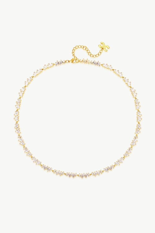 Gold T Shape Zirconia Tennis Choker Necklace