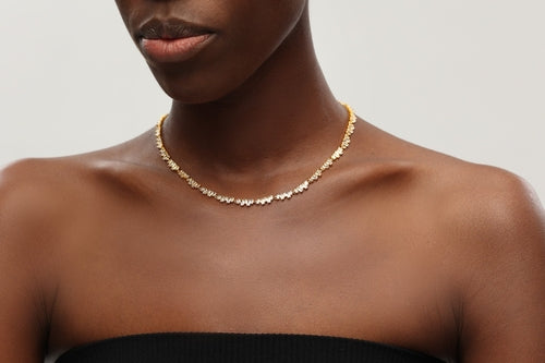 Gold T Shape Zirconia Tennis Choker Necklace